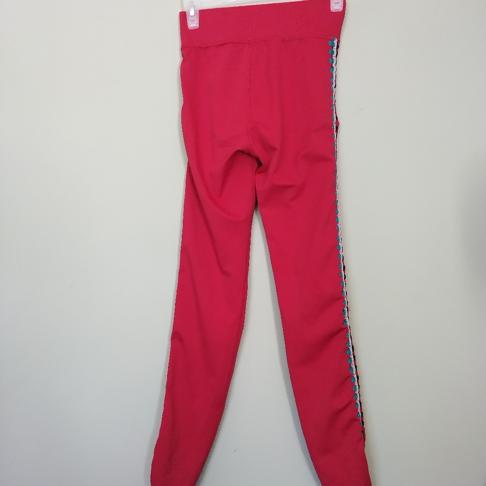 Carbon38 Womens XS Red Crochet Side Seam High Waisted Leggings - Picture 8 of 11